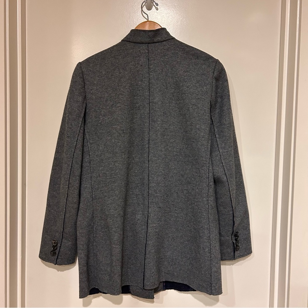 Gap Gray Wool-Blend Stand Collar Blazer (Single-Button) size large color grey - Picture 4 of 9